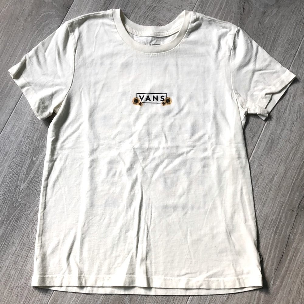Vans Sunflower Off the Wall Graphic T-Shirt Youth   Size S Cream